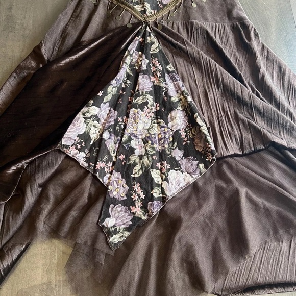 Y2K April seize 1 brown boho long Gypsy layered skirt - Picture 12 of 13